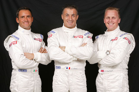 De tre bedst kørende inden weekendens afgørende løb - fra venstre Gianni Morbidelli, Jean Alesi og Johnny Herbert.